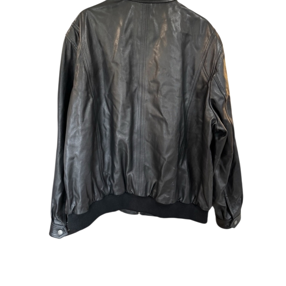 Robert Comstock Luxury Men's Classic Black Leather Bomber Jacket‎ - Picture 2 of 5